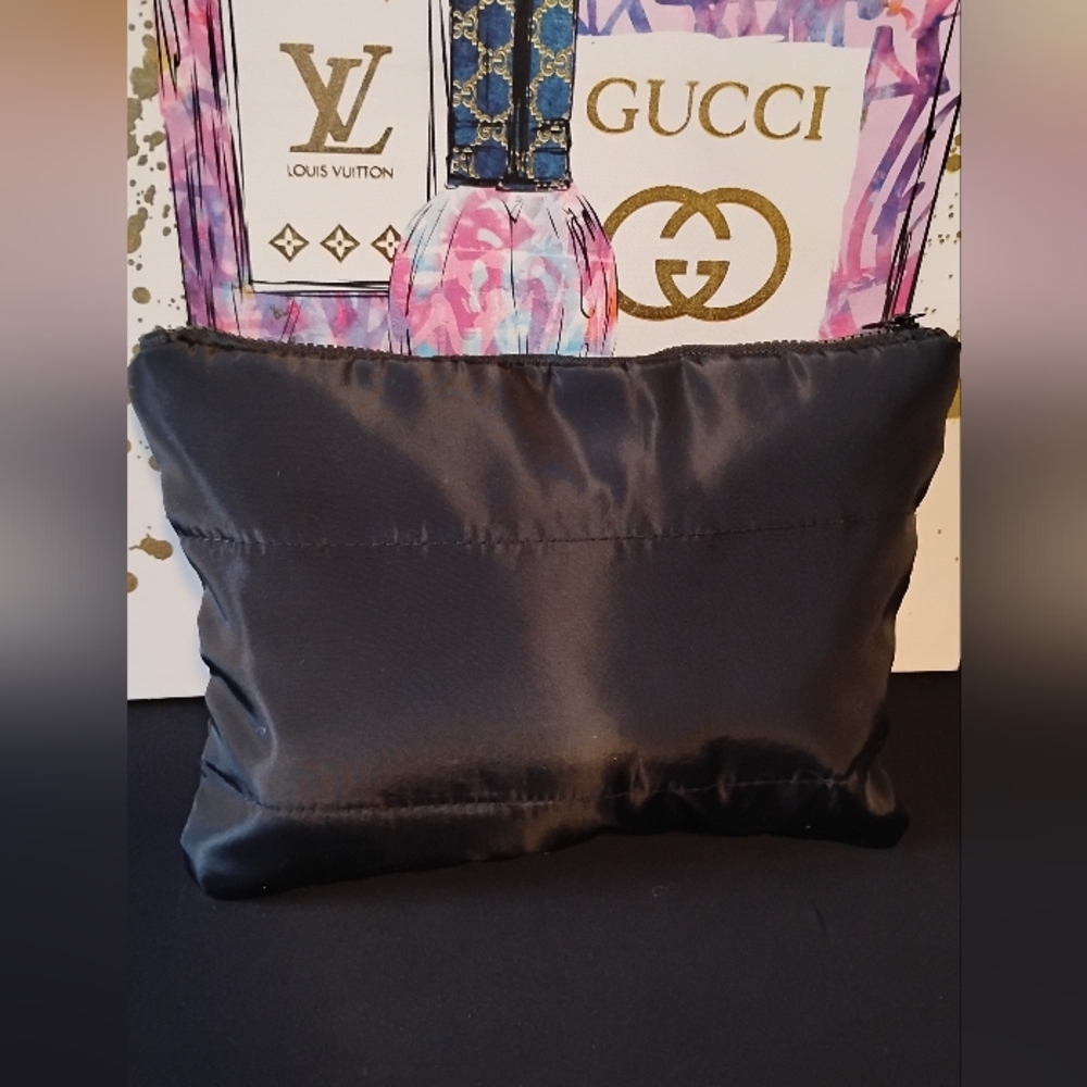 Camellia By Chanel BlackWith White Floral Very Large Clutch/Costmetic Pouch - Picture 2 of 5